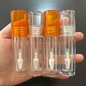 ISMAN Vente en gros de contenants transparents ronds pour <span class=keywords><strong>gloss</strong></span> à lèvres de 4 ml, couleur orange, avec un grand pinceau triangulaire, tube pour <span class=keywords><strong>gloss</strong></span> à lèvres, emballage personnalisé avec logo - Product Image 2