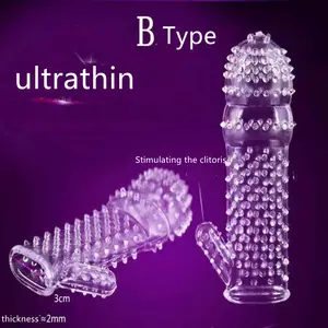 Crystal Transparent Clear Condoms Sex Toy Real Feeling Penis Extension Sleeve Reusable Condom For Men