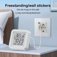 Tuya WiFi Sensor Kelembaban Suhu Cerdas LCD Tampilan Digital Termometer Higrometer Jam Kalender Alexa Google
