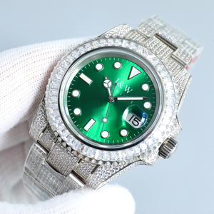 <span class=keywords><strong>Reloj</strong></span> de Acero Inoxidable con Incrustaciones de Diamantes Moissanite, Piedras Preciosas <span class=keywords><strong>Sueltas</strong></span> Redondas para Hombre, Esfera de Cristal de Zafiro, Cierre de Mariposa - Product Image 1