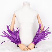 Bracelet en plumes d'autruche avec nœud papillon en satin, accessoire de costume pour fête et carnaval, couleur personnalisée OEM ODM