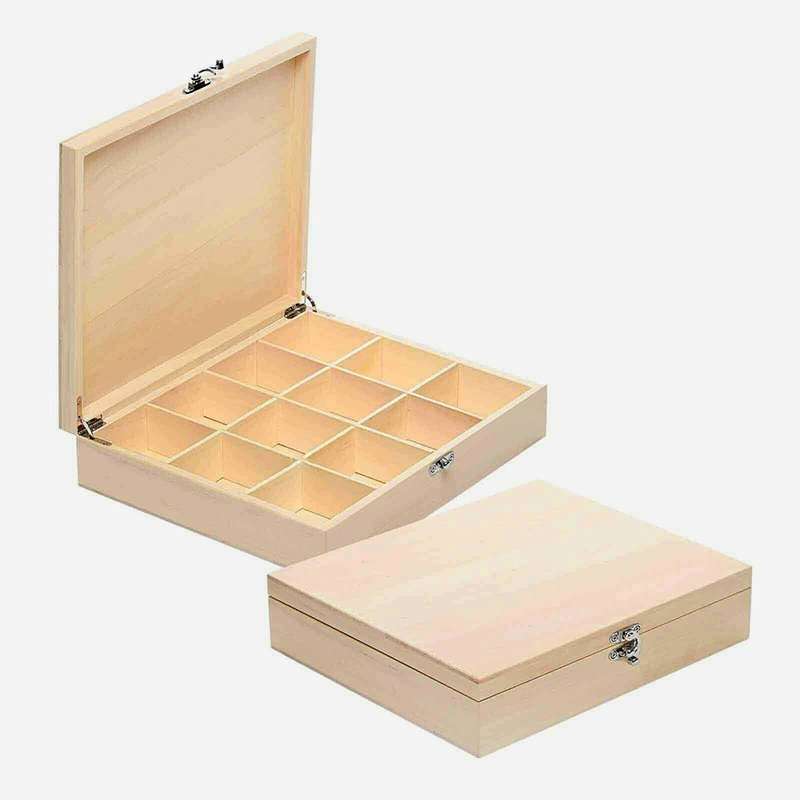 Unfinished Wooden Box Craft Storage Organizer Centerpiece Home Table Decoration Rustic Small Square Wood Box