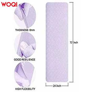 Tapis de yoga Woqi 6 mm d'épaisseur, TPE antidérapant, violet bleu, rectangulaire, pour entraînement à domicile et exercices d'équilibre - Product Image 2