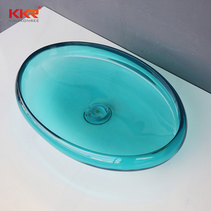 Fregadero del recipiente, <span class=keywords><strong>lavabo</strong></span> <span class=keywords><strong>de</strong></span> baño ovalado <span class=keywords><strong>de</strong></span> superficie sólida <span class=keywords><strong>de</strong></span> <span class=keywords><strong>resina</strong></span> transparente para encimera <span class=keywords><strong>de</strong></span> tocador, <span class=keywords><strong>lavabo</strong></span> artesanal - Product Image 2