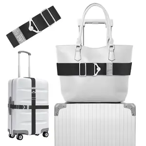 Bagaj için seyahat kemer üzerinde kolu 2-in-1 ayarlanabilir elastik valiz kayışı taşımak için çanta ile alaşım toka