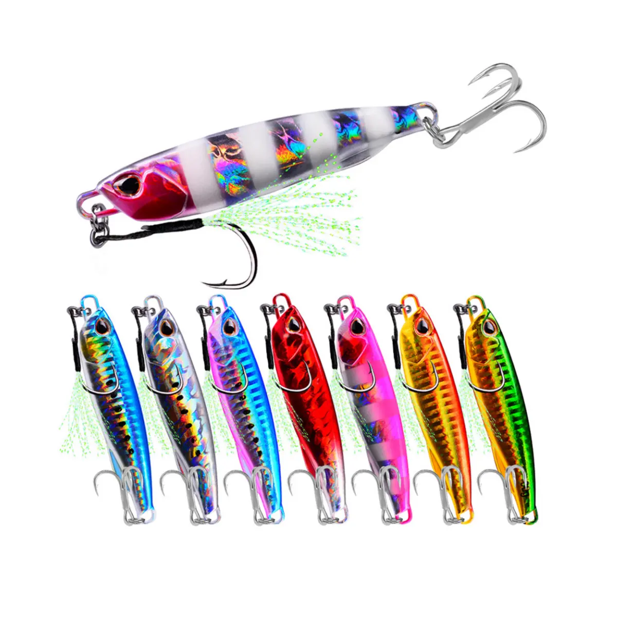 Metal Fishing Jig Lure Luminous Micro Jigs 10g -60g Japonês Bass Trout Fishing Lure Luminous Long Type Casting Jigbait Lure