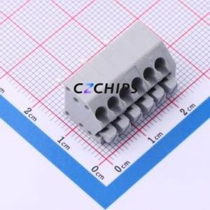 DB250A-3.5-6P-GY Spring Terminal Block Through hole Component (THT),P=3.5mm Connector 1x6P 3.5mm Gray 6P - Product Image 1