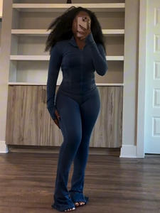 2025 New Yoga Set Frauen 2 Stück Fitness Sportswear Langarm Reiß verschluss Tops High Waist Gym Legging Workout Outfit Hersteller - Product Image 4