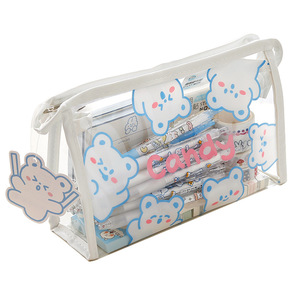 Étui à crayons transparent en PVC personnalisé avec logo pour enfants d'école, mignon - Product Image 1
