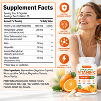 Kapsul Vitamin C Liposomal OEM/ODM Formula Larut Lemak Penyerapan Ditingkatkan Dukungan Antioksidan Kuat
