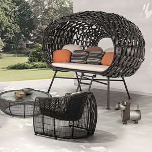 سرير نهاري خارجي أنيق من موجاو 2025 بتصميم جديد على شكل عش طائر مع إطار معدني وراتان - Product Image 3