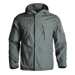 Veste tactique de camouflage M65 pour l'extérieur Veste de moto d'hiver imperméable Capuche Taille XL Fermeture éclair formelle en PU Teinte unie - Product Image 3