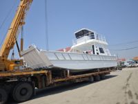 Bateau de travail à double pont en aluminium de 40 pieds (12 m) avec cabine, barge à vendre