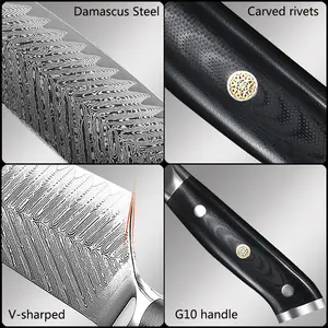 ANGELE Ultra Sharp 67 Layer Damascus Japanese VG10 Steel Chef's Cleaver Knife More Extremely Sharp Blades For Effortless Cutting