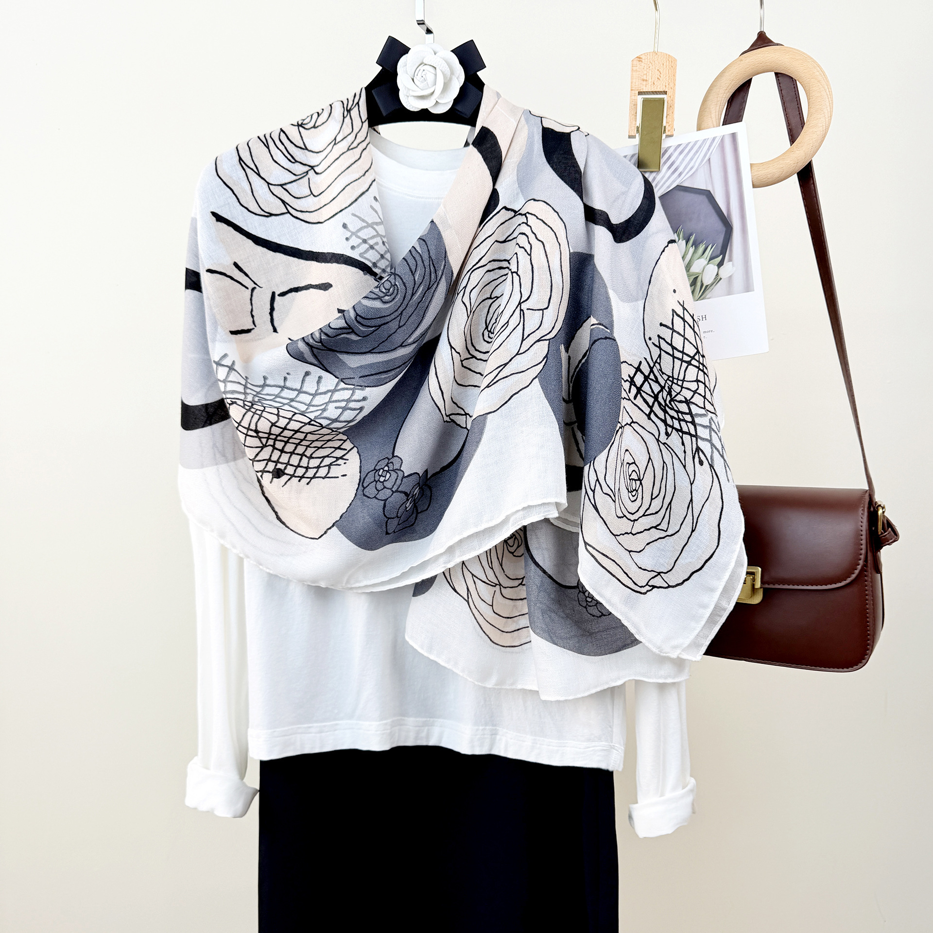 Flower Printing Shawl Head Wrap Arabic Headscarf Oman Turban 