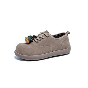 2025 otoño Vintage mujer <span class=keywords><strong>Zapatillas</strong></span> con cordones de una sola capa de cuero de vaca pisos tacón bajo parte inferior gruesa tacón alto Casual colores mezclados - Product Image 6