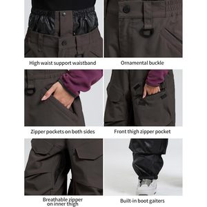 Pantalons de snowboard amples pour hommes et femmes, imperméables 20k 15k, respirants, coupe-vent, vêtements de ski unisexes pour adultes - Product Image 5