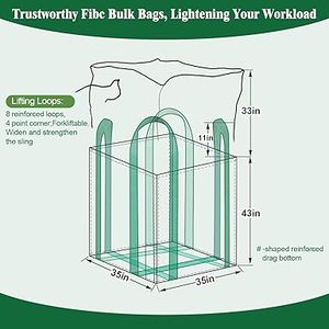 Huamaohengchun 35"L x 35"W x 43"H, 4400lbs SWL, Bolsas de Polipropileno Tejido de Alta Resistencia, con Fondo Plano y Cierre Tipo Duffle para Uso Industrial - Product Image 3