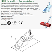 Fixation universelle anti-oscillation UTT10 conforme à la norme NFPA13, accessoire sismique pour tuyaux d'incendie