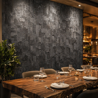 Revêtement mural en bois massif 3D noir imperméable de style damassé moderne de qualité supérieure, panneau décoratif pour la rénovation intérieure de villas de luxe