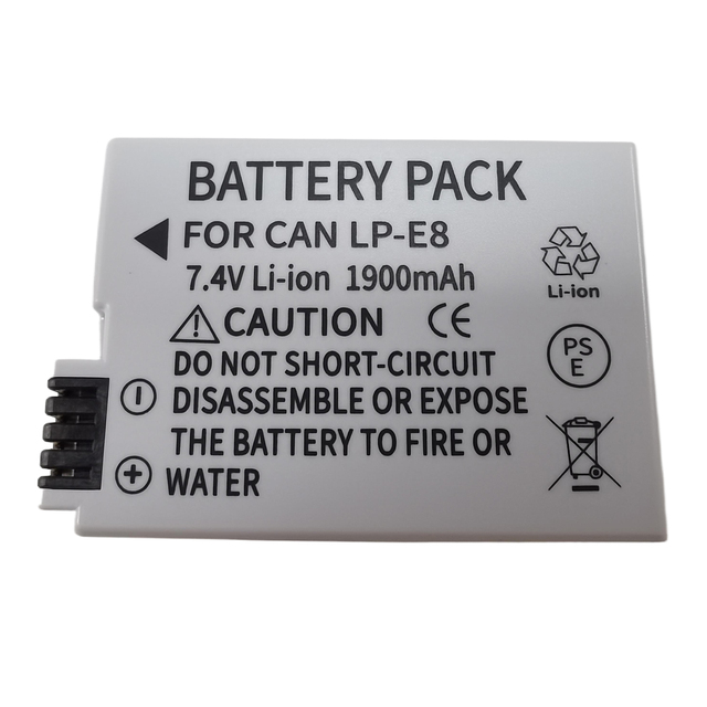 1900mAh LP-E8 LP E8 LPE8 Camera Battery Pack for Canon EOS 550D 600D 650D 700D Kiss X4 X5 X6i X7i Rebel T2i T3i T4i T5i