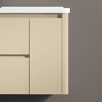 Meuble-lavabo de salle de bain avec vasque en céramique intégrée et armoire miroir LED intelligente ; Meuble-lavabo moderne pour appartements et villas