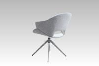 Nouvelle tendance, style nordique, revêtement en tissu bicolore, pieds en métal rembourrés avec rotation à 360° °   Chaise de salle à manger pivotante avec fonction de retour automatique et accoudoirs