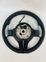 Volant sport personnalisé en daim semi-synthétique avec bande bleue et fond plat pour BMW F30 Série 3 et 4 (320i, 328i, 330i, 420i, 430i)