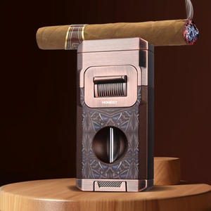 Encendedor de Cigarros de Llama Azul Doble Recta Resistente al Viento con Cortador, Antorcha de Butano Recargable para Hombres, Regalo de Alta Gama, Venta al por Mayor a Granel - Product Image 3