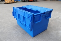 Bac de rangement en plastique robuste QS 68L, couleur personnalisable, empilable, conteneur de manutention, boîte en plastique avec couvercle