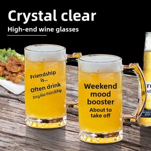 Jarra <span class=keywords><strong>de</strong></span> Cerveza <span class=keywords><strong>de</strong></span> Vidrio Sodocálcico <span class=keywords><strong>de</strong></span> Diseño Creativo <span class=keywords><strong>de</strong></span> 500ml, Vaso Comercial <span class=keywords><strong>de</strong></span> Gran Capacidad con Asa, 2 Piezas, para Eventos Sociales - Product Image 5