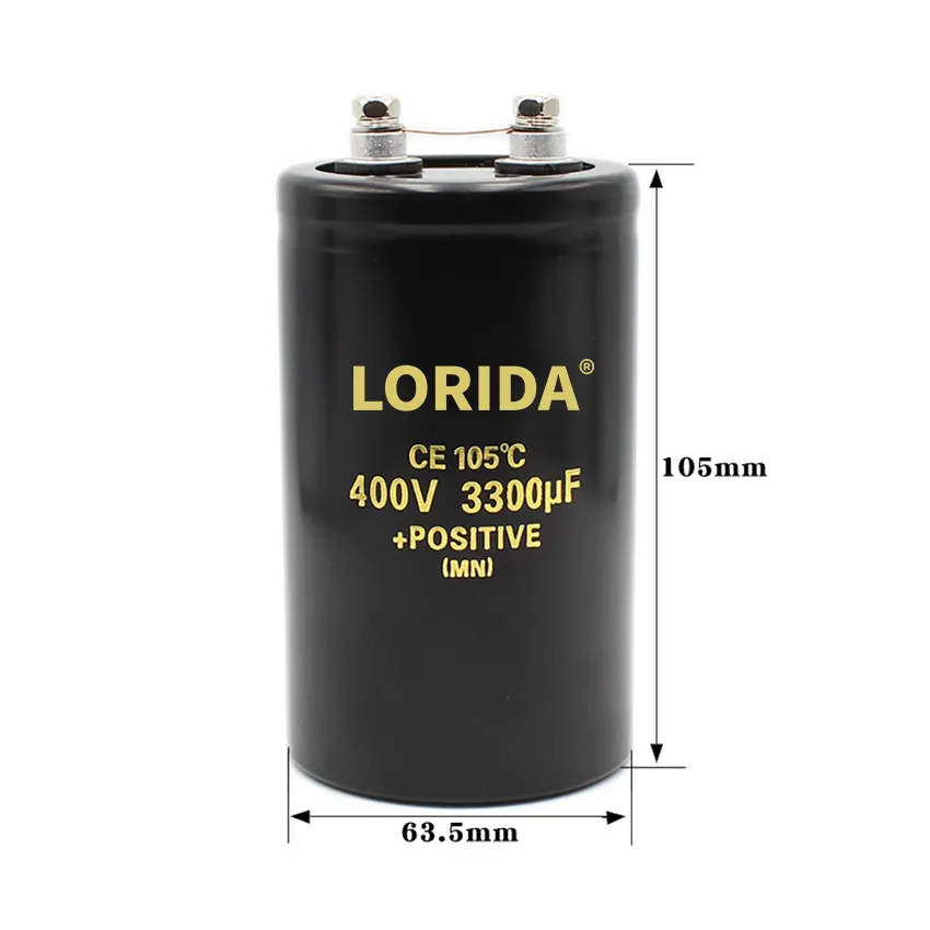 LORIDA गुणवत्ता माल 3300UF 400V 63*105 fately vishay पैक पेंच टर्मिनल शक्ति एल्यूमीनियम electrolytic संधारित्र