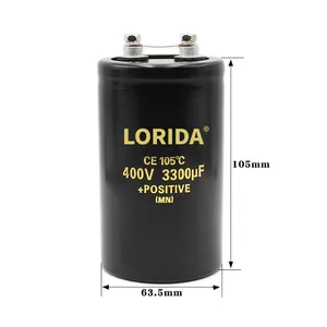 LORIDA Qualitäts ware 3300UF 400V 63*105 Hoch vishay Pack Schraub klemme Leistung Aluminium Elektrolyt kondensator