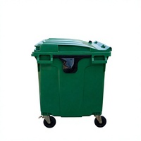 Poubelle extérieure roulante en HDPE de 1100 L, grande capacité, bac à déchets avec couvercle, poubelle mobile pour parking