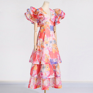 <span class=keywords><strong>Robe</strong></span> longue pour femme, <span class=keywords><strong>style</strong></span> <span class=keywords><strong>bohème</strong></span> chic, nouvelle collection été 2024, col en V, imprimé intense, multi-couches, couleur tendance - Product Image 3