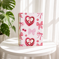 Carnet Coquette Rose Nœud Cœur Cerise Esthétique Journal Spirale pour Filles Papeterie Mignonne Féminine Étudiante Vente en Gros