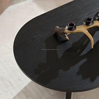 Table basse ronde noire en bois de frêne massif au design nordique Mobilier de maison moderne pour salon ou hall d'hôtel