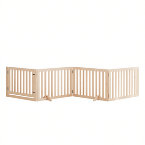 รั้วกั้นสุนัขแบบพับได้ ทำจากไม้ป็อปลาร์ ขนาด 126 นิ้ว สำหรับใช้ภายในอาคาร - Product Image 1