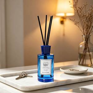 Ascensio Reed <b>Diffuser</b> Set Blue Glass Cylinder Fragrance Home <b>Aroma</b> Long Lasting 6 Months Paraben Free Alcohol Free - Product Image 3