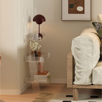 Table d'appoint en acrylique haut de gamme, table d'angle transparente minimaliste pour salon, armoire de rangement de chevet pour chambre à coucher