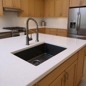 Évier de cuisine sous plan 30x18x10 à cuve unique, noir canon de fusil, rectangulaire avec grille, facile à nettoyer - Product Image 2