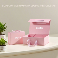 Boîtes pliantes magnétiques de luxe personnalisées avec poignée en cuir, emballage cadeau en papier pliable pour cadeaux d'anniversaire et de festival, cadeau en cuir