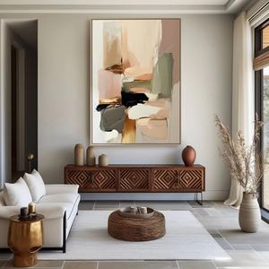 Art mural 3D vertical gris abstrait minimaliste contemporain sur toile pour la décoration de la maison et les galeries - Product Image 5