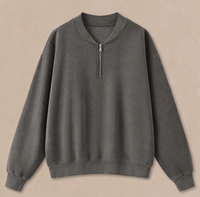 Sweat-shirt pour homme en molleton bouclette épais, col zippé quart de tour, épaules tombantes, coupe ample et oversize, personnalisable