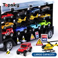 Nouvel arrivage Grand Rangement Jouets Moulés Sous Pression Voiture Enfants Alliage Coulissant Véhicule Conteneur Transporteur avec Sons Lumières Camion Jouets