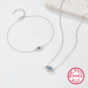 Yüksek kaliteli zirkon taş göz tasarım üreticisi 5a cz s925 gümüş çocuklar takı seti kızlar 925 gümüş - Product Image 3