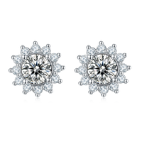 Pass GRA Certificat Boucles d'oreilles en argent sterling 925 Rond Brillant Coupe Moissanite Pendentif Femmes Collier Ensembles de bijoux