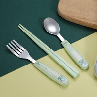 Dessin animé populaire enfants baguettes cuillère fourchette ensemble Cubiertos Kawaii enfants ensemble de couverts pour enfants avec étui