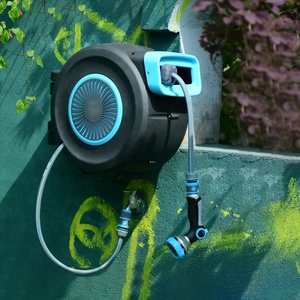Enrouleur de tuyau d'arrosage rétractable pour jardin en gros, bleu, matériau ABS/PP, anti-abrasion et anti-UV, longueur réglable 20-30m - Product Image 2