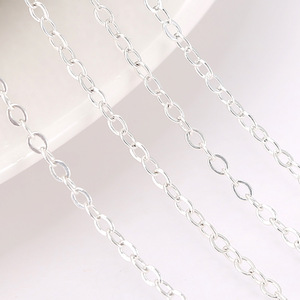 Silver Plated Flat O <b>Chain</b> For Necklace Making 18K Gold <b>Copper</b> Plated Jewelry Findings DIY Craft <b>Chain</b> Component - Product Image 1